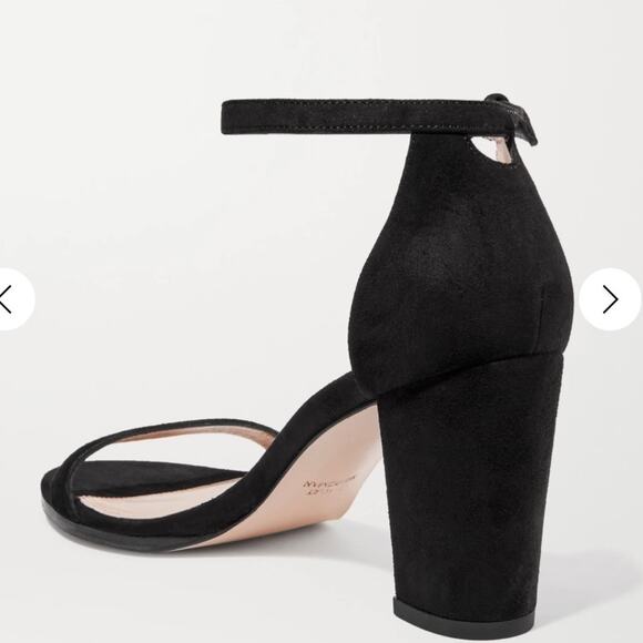 Stuart Weitzman Ankle Strap Block Heel Sandals size 36.5 black Suede - Picture 5 of 13